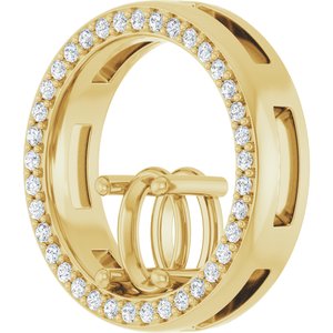 14K Yellow Gold 7x5 mm Oval 1/4 CTW Lab-Grown Diamond Semi-Set Pendant – image 4
