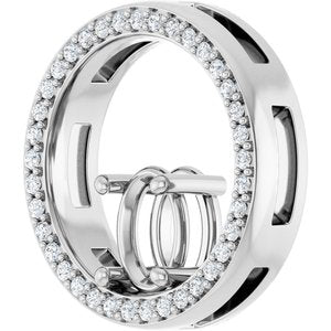 Sterling Silver 7x5 mm Oval 1/6 CTW Natural Diamond Semi-Set Pendant – image 4