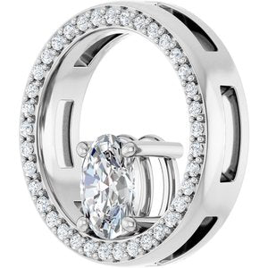 Sterling Silver 7x5 mm Oval 1/6 CTW Natural Diamond Semi-Set Pendant – image 3