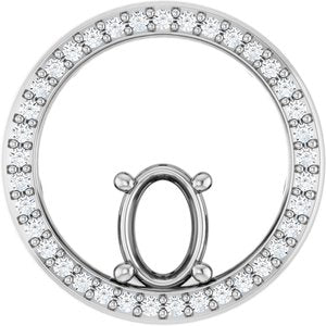 Platinum 7x5 mm Oval 1/6 CTW Natural Diamond Semi-Set Pendant – image 2