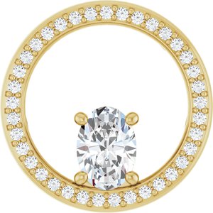 14K Yellow Gold 7x5 mm Oval 1/4 CTW Lab-Grown Diamond Semi-Set Pendant