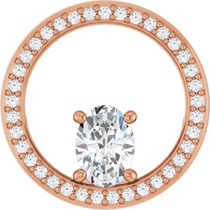 14K Rose Gold 7x5 mm Oval 1/6 CTW Natural Diamond Semi-Set Pendant