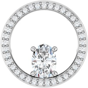 Sterling Silver 7x5 mm Oval 1/4 CTW Lab-Grown Diamond Semi-Set Pendant