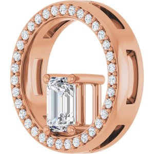 10K Rose Gold 6x4 mm Emerald Pendant Mounting – image 3