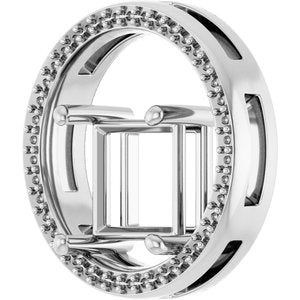 10K White Gold 8x8 mm Square Pendant Mounting – image 4