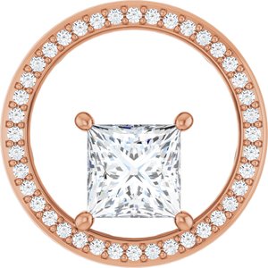 14K Rose Gold 6.5x6.5 mm Square Pendant Mounting