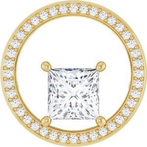 18K Yellow Gold 6.5x6.5 mm Square Pendant Mounting