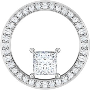 14K White Gold 4.5x4.5 mm Square Pendant Mounting