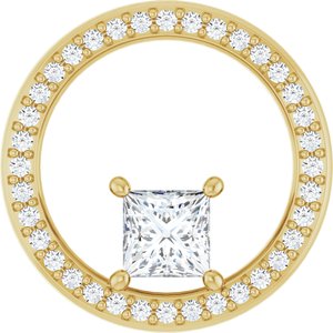 18K Yellow Gold 4.5x4.5 mm Square Pendant Mounting