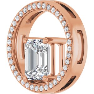 10K Rose Gold 8x6 mm Emerald Pendant Mounting – image 3