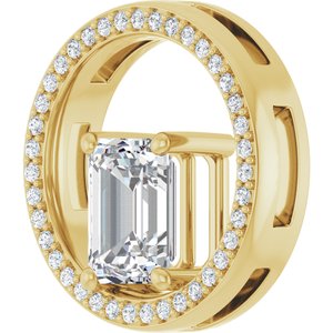 18K Yellow Gold 8x6 mm Emerald Pendant Mounting – image 3
