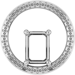 10K White Gold 8x6 mm Emerald Pendant Mounting – image 2