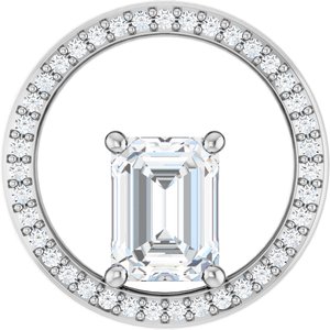 10K White Gold 8x6 mm Emerald Pendant Mounting