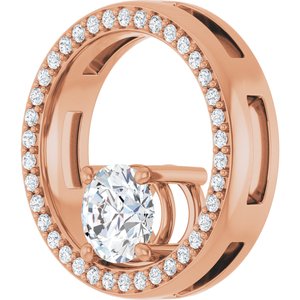 14K Rose Gold 6 mm Round 1/4 CTW Lab-Grown Diamond Semi-Set Pendant – image 3