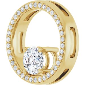 14K Yellow Gold 6 mm Round 1/6 CTW Natural Diamond Semi-Set Pendant – image 3