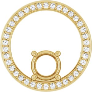 14K Yellow Gold 6 mm Round 1/6 CTW Natural Diamond Semi-Set Pendant – image 2