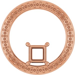 18K Rose Gold 4x4 mm Square Pendant Mounting – image 2