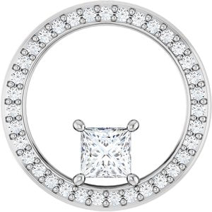 14K X1 White Gold 4x4 mm Square Pendant Mounting