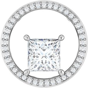 14K X1 White Gold 7x7 mm Square Pendant Mounting