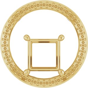 14K Yellow Gold 7x7 mm Square Pendant Mounting – image 2