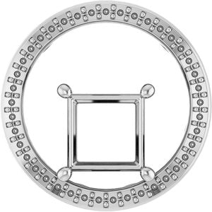 10K White Gold 7x7 mm Square Pendant Mounting – image 2