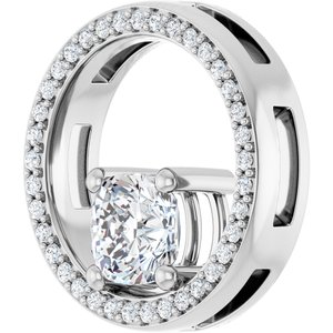 14K White Gold 6x6 mm Cushion Pendant Mounting – image 3