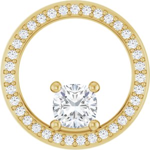 14K Yellow Gold 5x5 mm Cushion Pendant Mounting