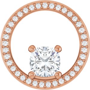 10K Rose Gold 6x6 mm Cushion Pendant Mounting