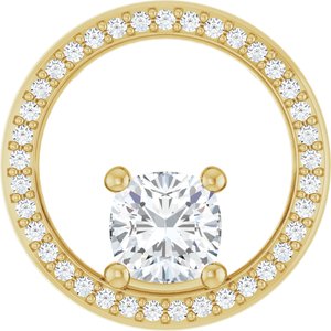 18K Yellow Gold 6x6 mm Cushion Pendant Mounting