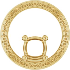 14K Yellow Gold 6x6 mm Cushion Pendant Mounting – image 2