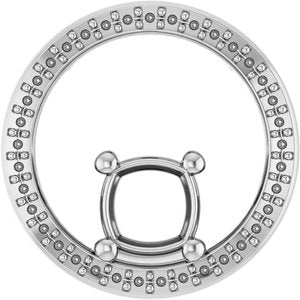 14K White Gold 6x6 mm Cushion Pendant Mounting – image 2