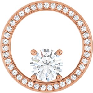 14K Rose Gold 6.5 mm Round 1/6 CTW Natural Diamond Semi-Set Pendant