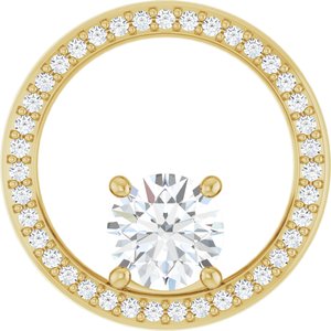 14K Yellow Gold 6.5 mm Round 1/6 CTW Natural Diamond Semi-Set Pendant