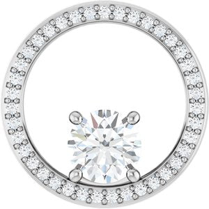Sterling Silver 6.5 mm Round 1/3 CTW Lab-Grown Diamond Semi-Set Pendant