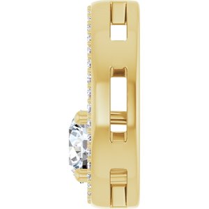 14K Yellow Gold 6.5 mm Round 1/6 CTW Natural Diamond Semi-Set Pendant – image 5