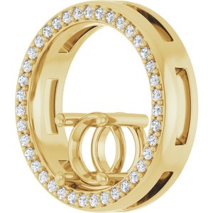 14K Yellow Gold 6.5 mm Round 1/6 CTW Natural Diamond Semi-Set Pendant – image 4
