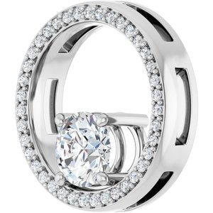 Sterling Silver 6.5 mm Round 1/6 CTW Natural Diamond Semi-Set Pendant – image 3