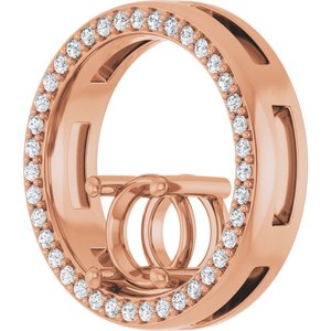 14K Rose Gold 6.5 mm Round 1/3 CTW Lab-Grown Diamond Semi-Set Pendant – image 4