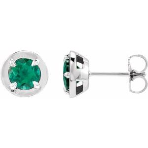 14K Yellow Gold Lab-Grown Alexandrite Stud Earrings – image 3