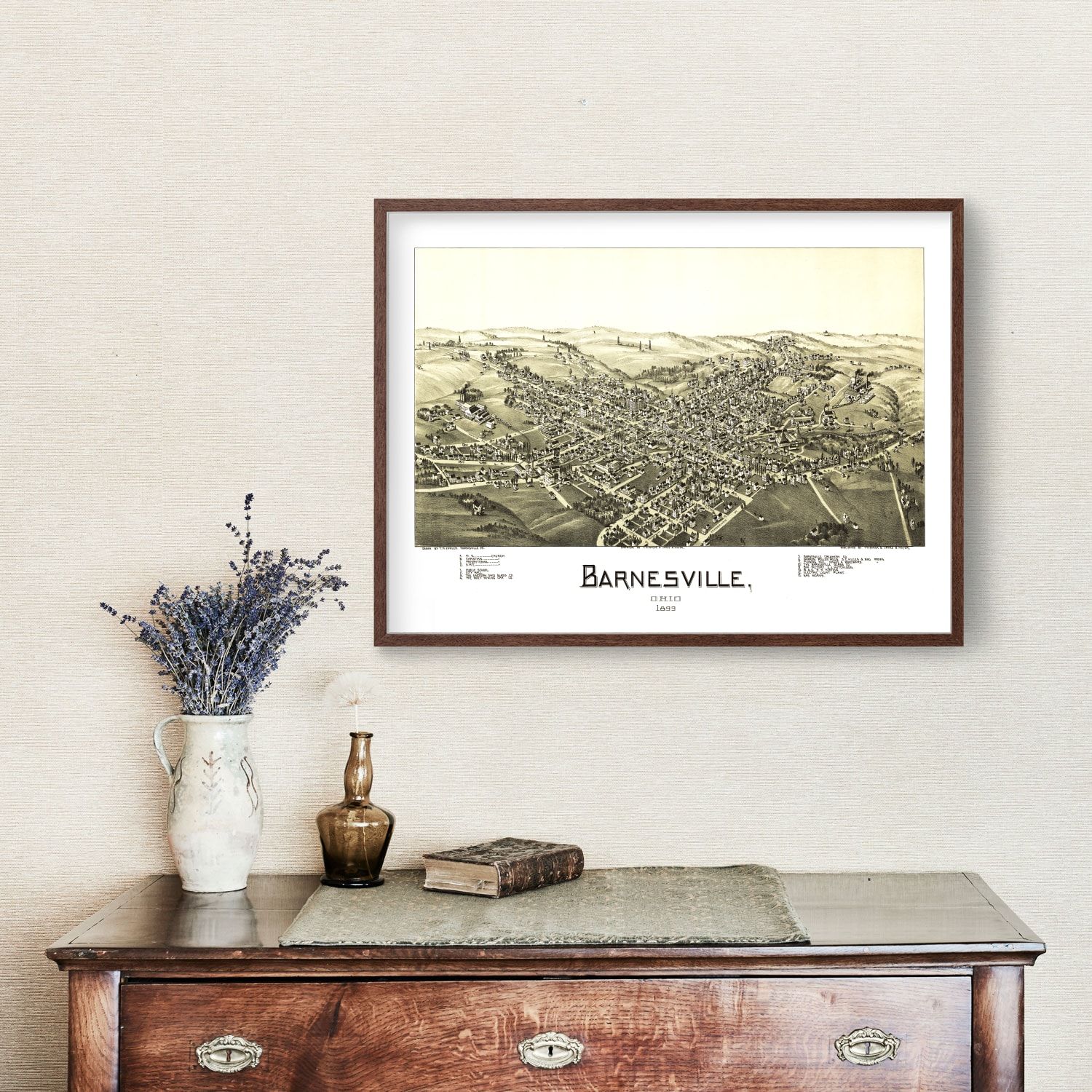 Vintage Map of Barnesville, Ohio 1899