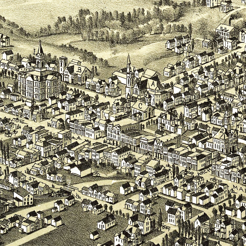Vintage Map of Barnesville, Ohio 1899