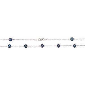 Sterling Silver Cultured Black Freshwater Pearl 14-Station 18" Necklace