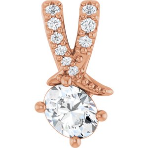 14K Rose Gold 4.5x3.5 mm Oval Pendant Mounting