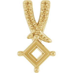 18K Yellow Gold 3.5x3.5 mm Square Pendant Mounting – image 2