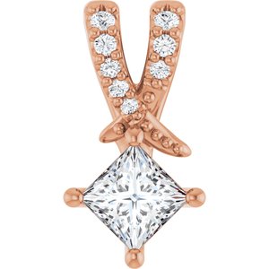 14K Rose Gold 3.5x3.5 mm Square Pendant Mounting