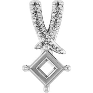 14K X1 White Gold 3.5x3.5 mm Square Pendant Mounting – image 2