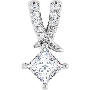 10K White Gold 3.5x3.5 mm Square Pendant Mounting