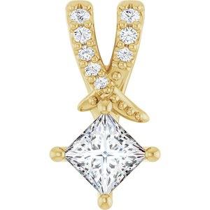 18K Yellow Gold 3.5x3.5 mm Square Pendant Mounting