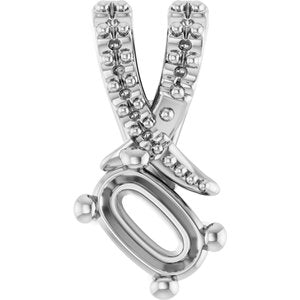 14K X1 White Gold 5x3 mm Elongated Cushion Pendant Mounting – image 2