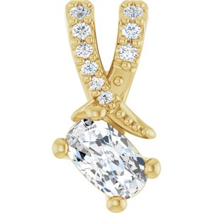 10K Yellow Gold 5x3 mm Elongated Cushion Pendant Mounting